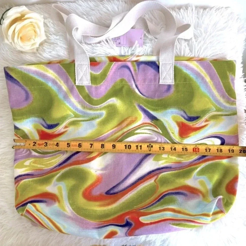 Wild Fable Moody Green Yellow Purple Aesthetic Watercolor Swirls Style Tote Bag